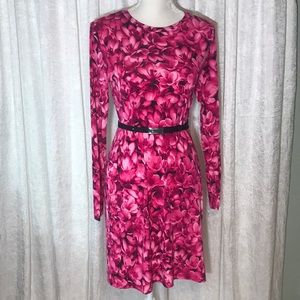 Michael Kors Radiant Pink floral long sleeve dress